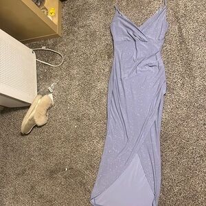 sparky purple formal dress thigh slit